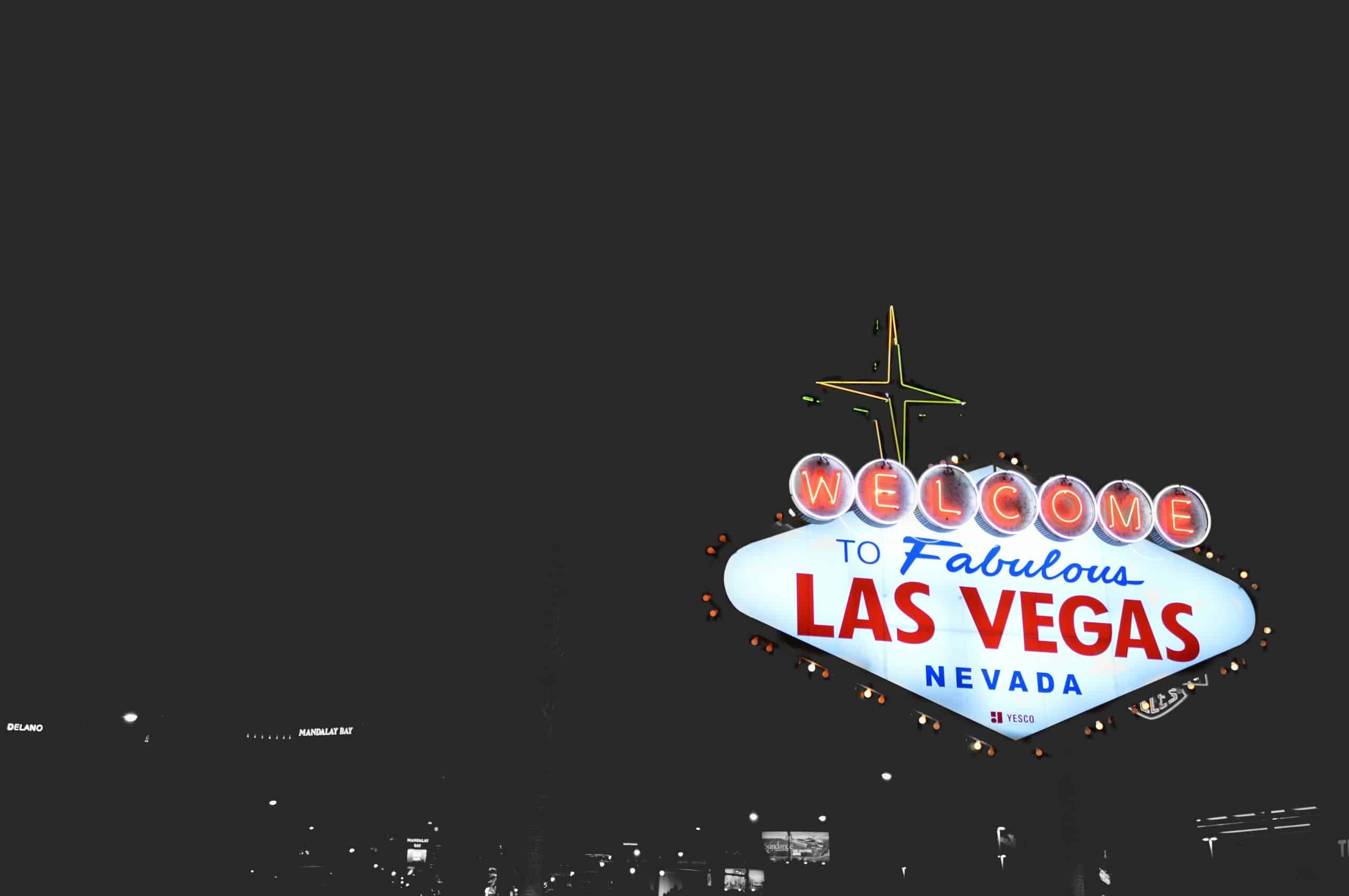 Las Vegas road sign at night