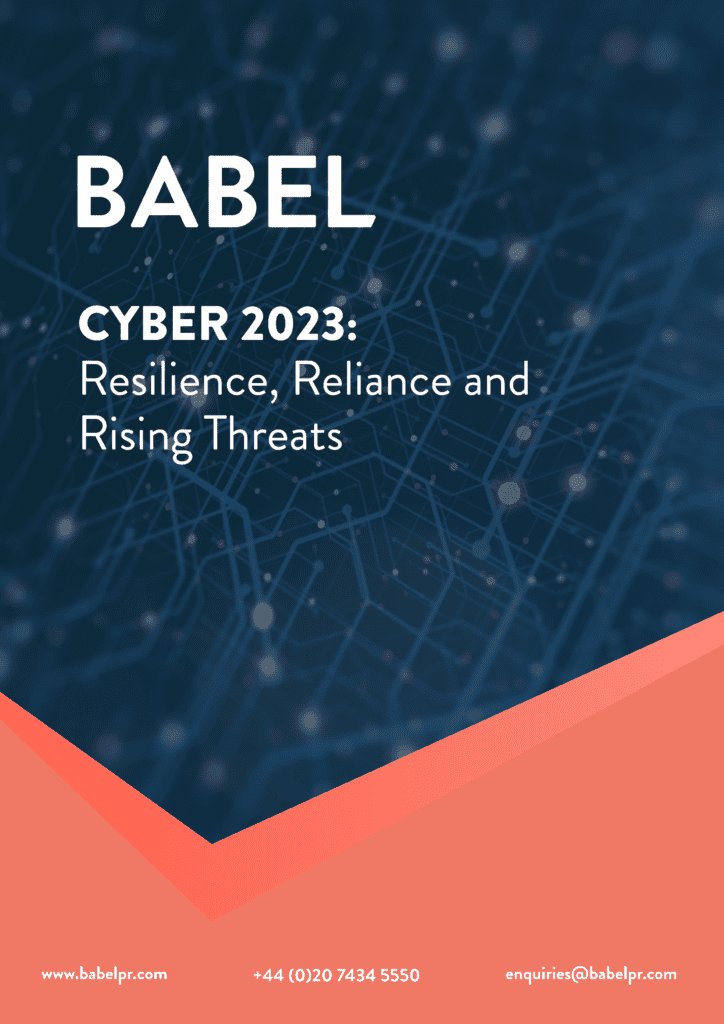Front page of report: Cyber 2023 - Resilience, Reliance and Rising Threats