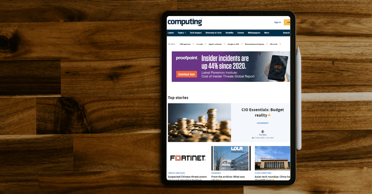 Ipad on the computing website, a trade technology publication