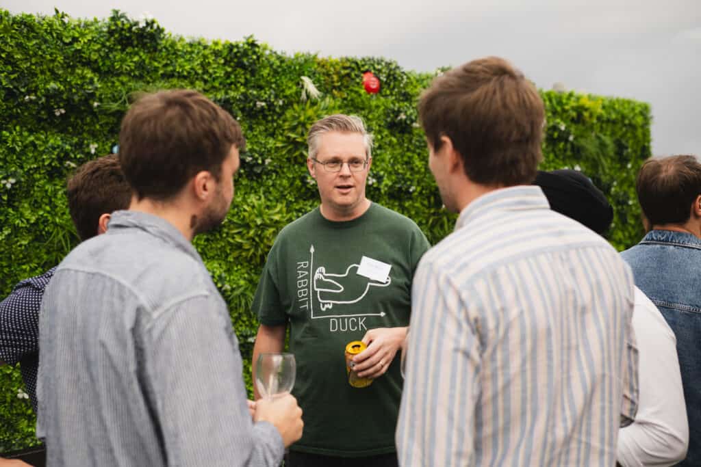 Scott Bicheno in conversation at the Babel PR UpOntheRoof Party 2023